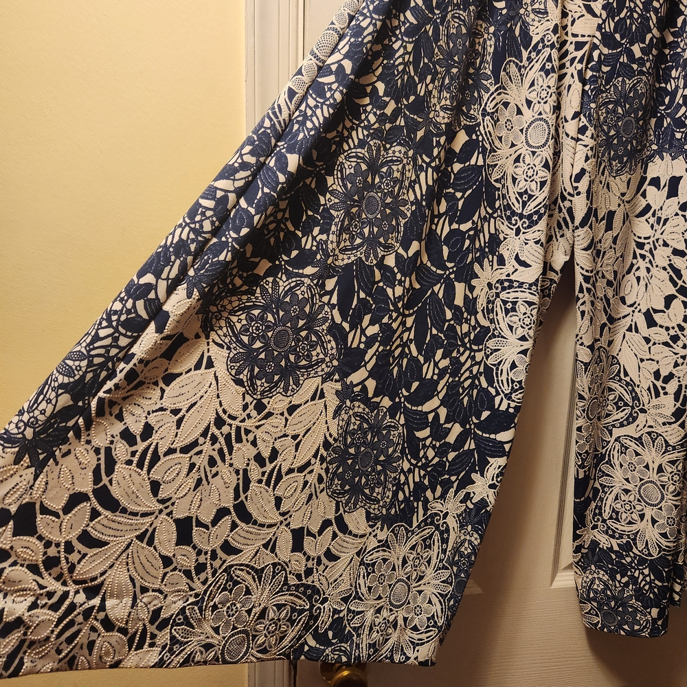 Coco Bianco Navy and White Lace Pattern Pants